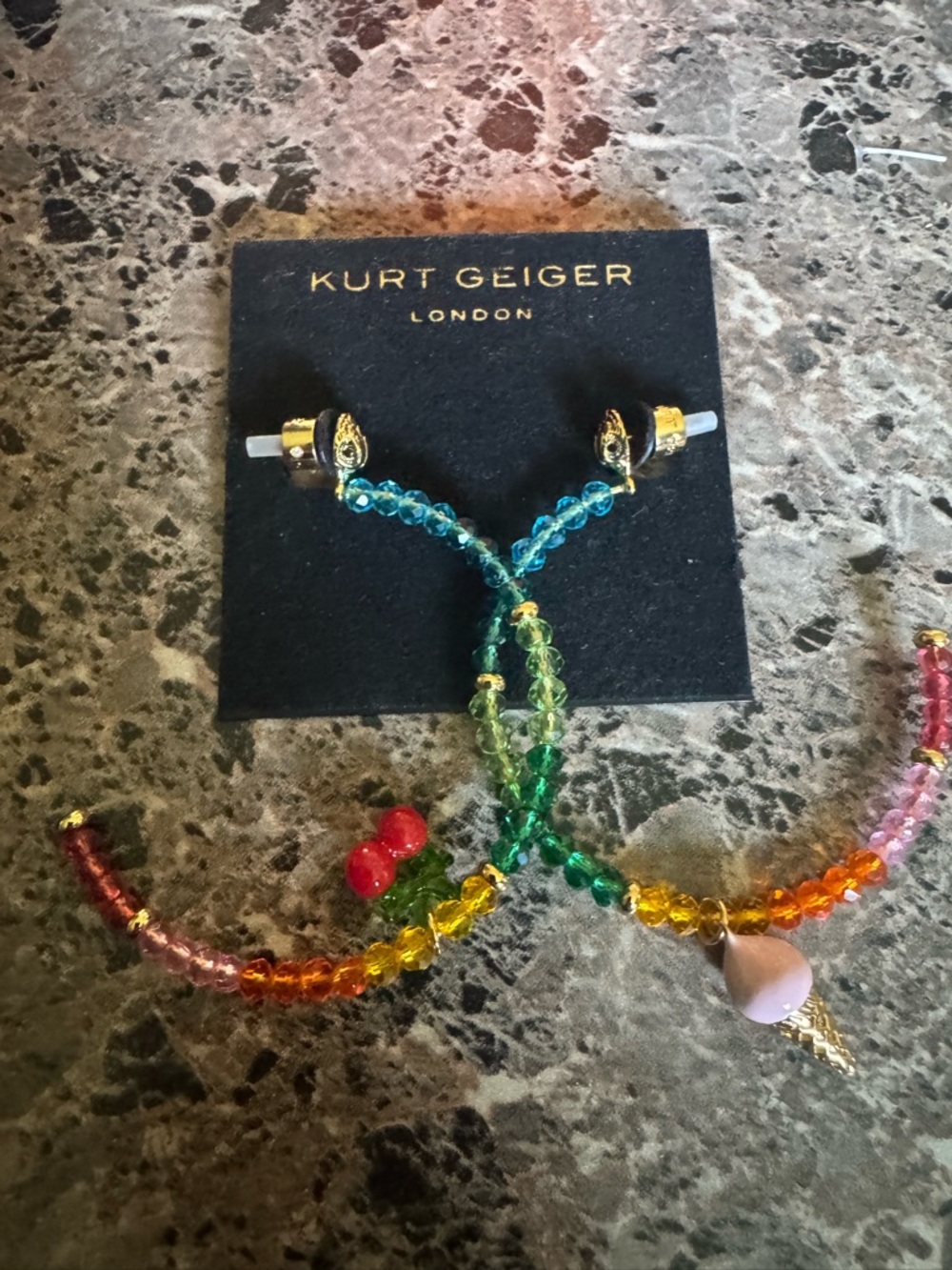Kurt Geiger Fruit Charm Multicolor Beaded Hoop Earrings